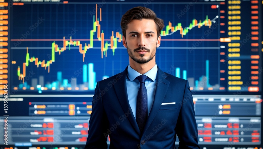 Businessman analyzing digital trading platform for growth Businessman analyzing digital trading platform for growth
