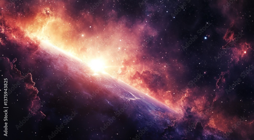 Fototapeta premium The breathtaking shades of the celestial setting with authentic cinematic illumination. 