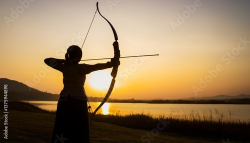 弓矢を構えている人