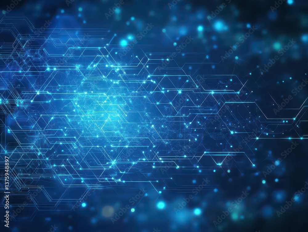 A striking blue and black background featuring a hexagon pattern creating a modern and dynamic visual appeal A striking blue and black background featuring a hexagon pattern creating a modern and dynamic visual appeal