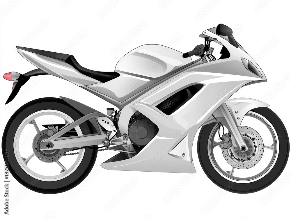 Stylish White Motorcycle in 3D Render with Sleek Design and Modern Features Stylish White Motorcycle in 3D Render with Sleek Design and Modern Features