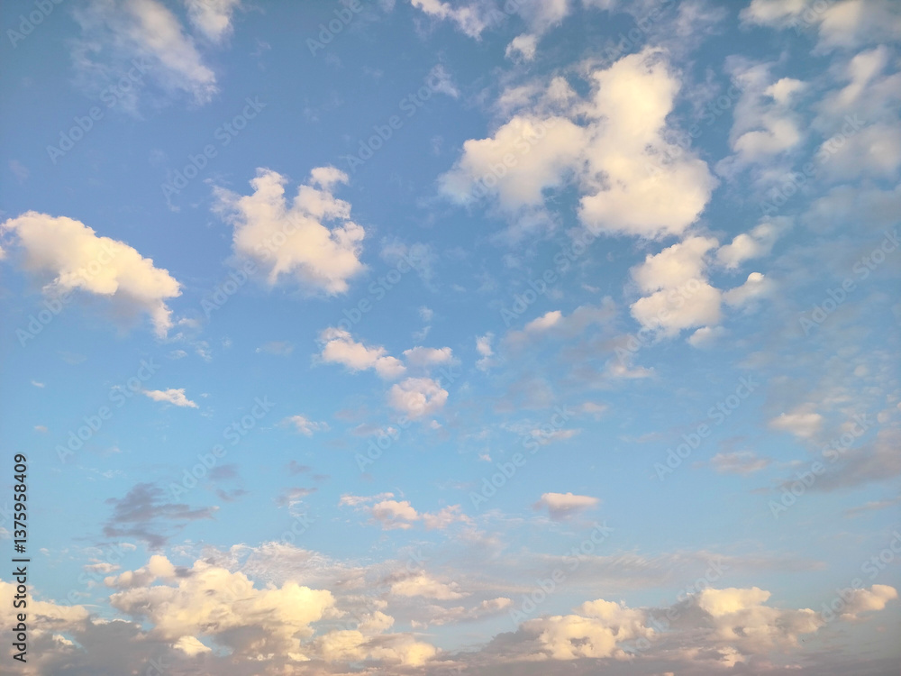 Blue sky with clouds. Cirrocumulus on sunny peaceful day. Blue sky with clouds. Cirrocumulus on sunny peaceful day.