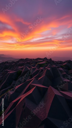 Surreal Sunset Over Otherworldly Rock Formations
