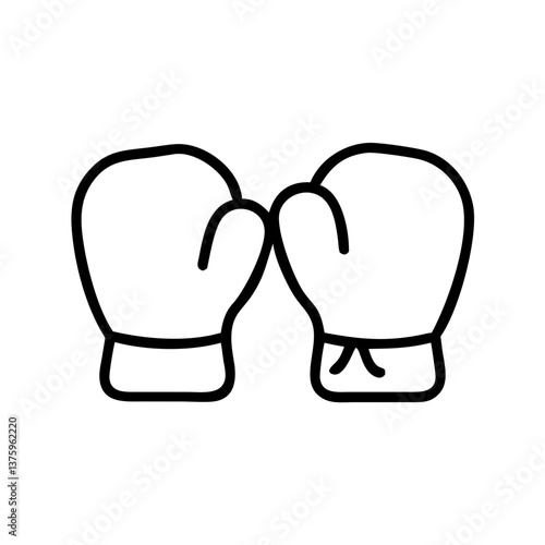 Boxing gloves icon in black outline style, sports equipment design concept