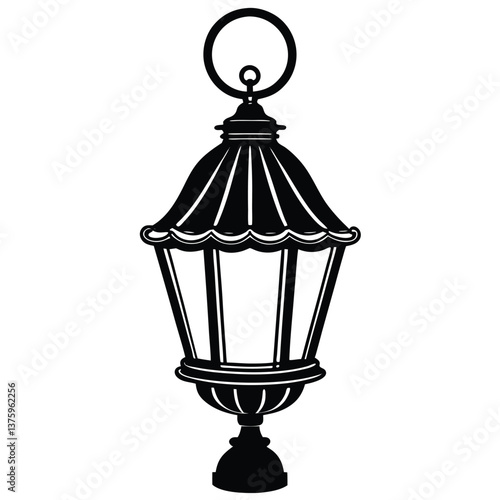 Vintage metal lamp streetlight on white background