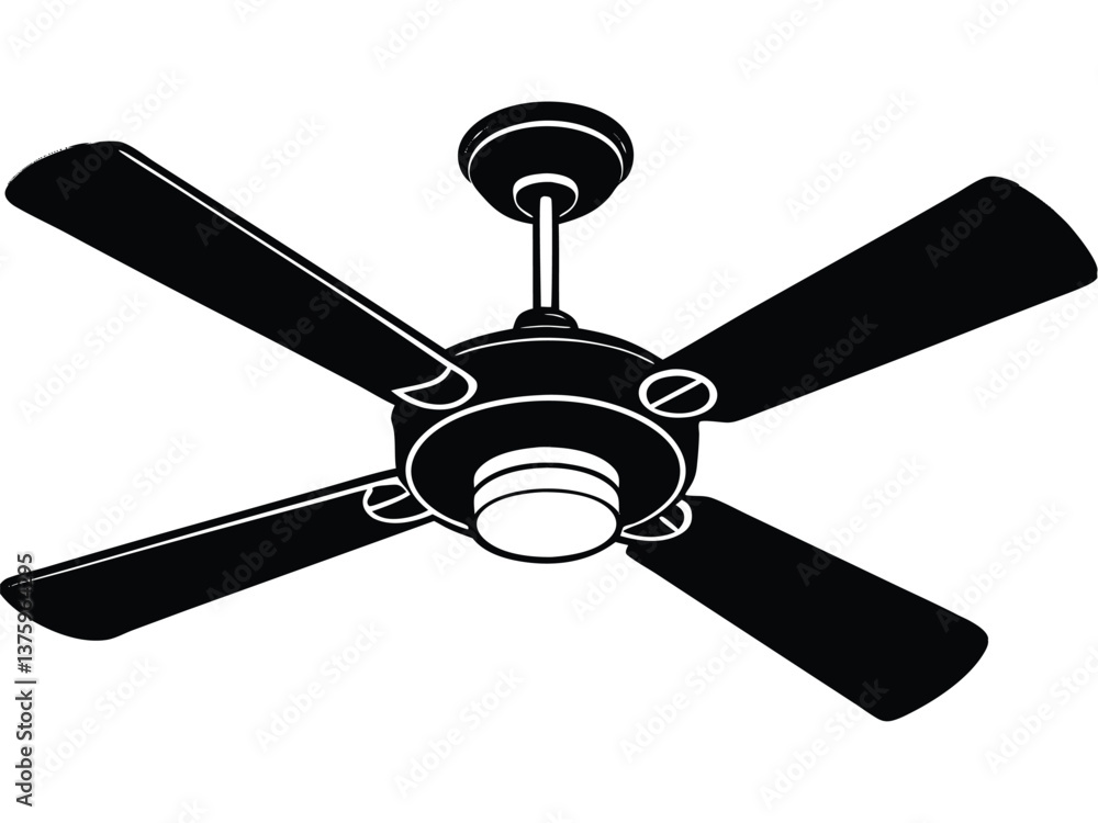 3D illustration of a metal ceiling fan with a flower-shaped design, symbolizing air ventilation and light, in a business-style home setting 3D illustration of a metal ceiling fan with a flower-shaped design, symbolizing air ventilation and light, in a business-style home setting