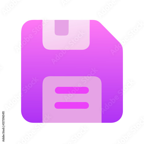 Stylized floppy disk icon with gradient colors for data storage and saving