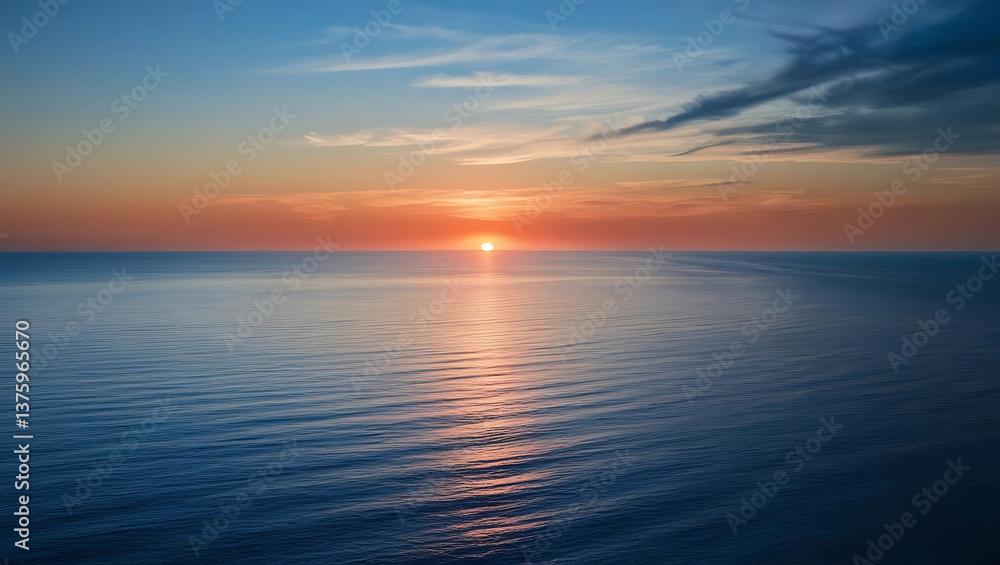 Fototapeta premium A depiction of the ocean meeting the sky in a seamless gradient of colors. 