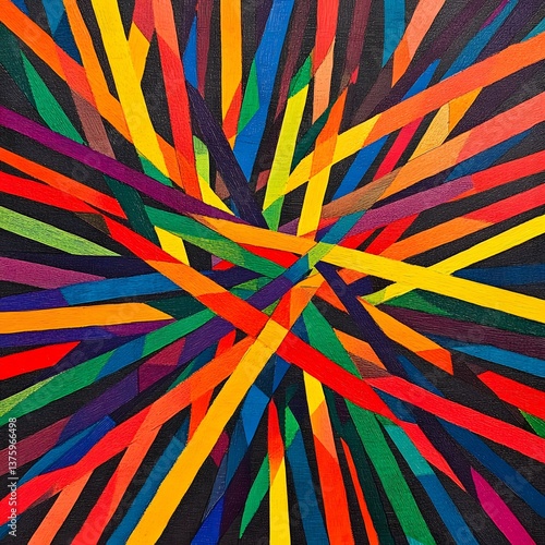 Wallpaper Mural Abstract Rainbow Lines Burst, Vibrant Colorful Stripes Radiating Artwork Torontodigital.ca