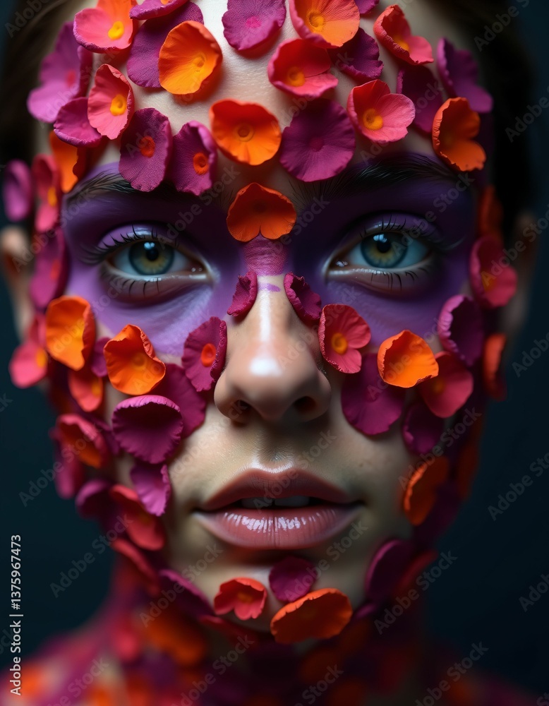Fototapeta premium study of flower petals and human face, artistic