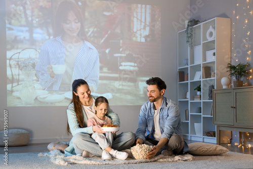 Family during watching of m...