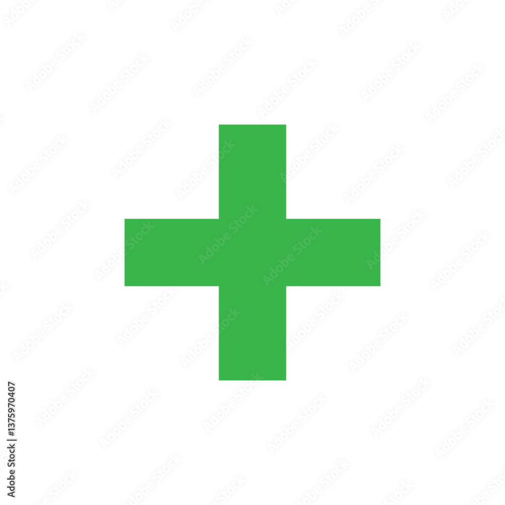 Obraz premium Green plus sign Vector icon Cross symbol of safety guidance