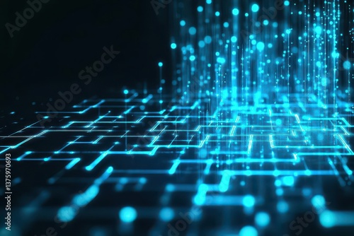 Wallpaper Mural Enigmatic blue and black background featuring a captivating pattern of glowing lines creating a dynamic visual effect Torontodigital.ca