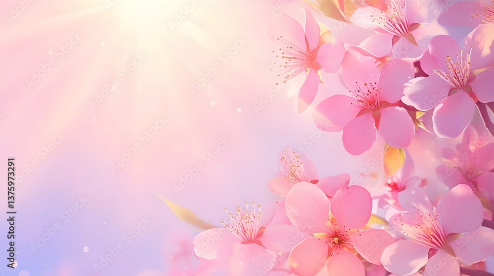 Soft Pink Blossom Flowers Spring Sunlight Background Soft Pink Blossom Flowers Spring Sunlight Background