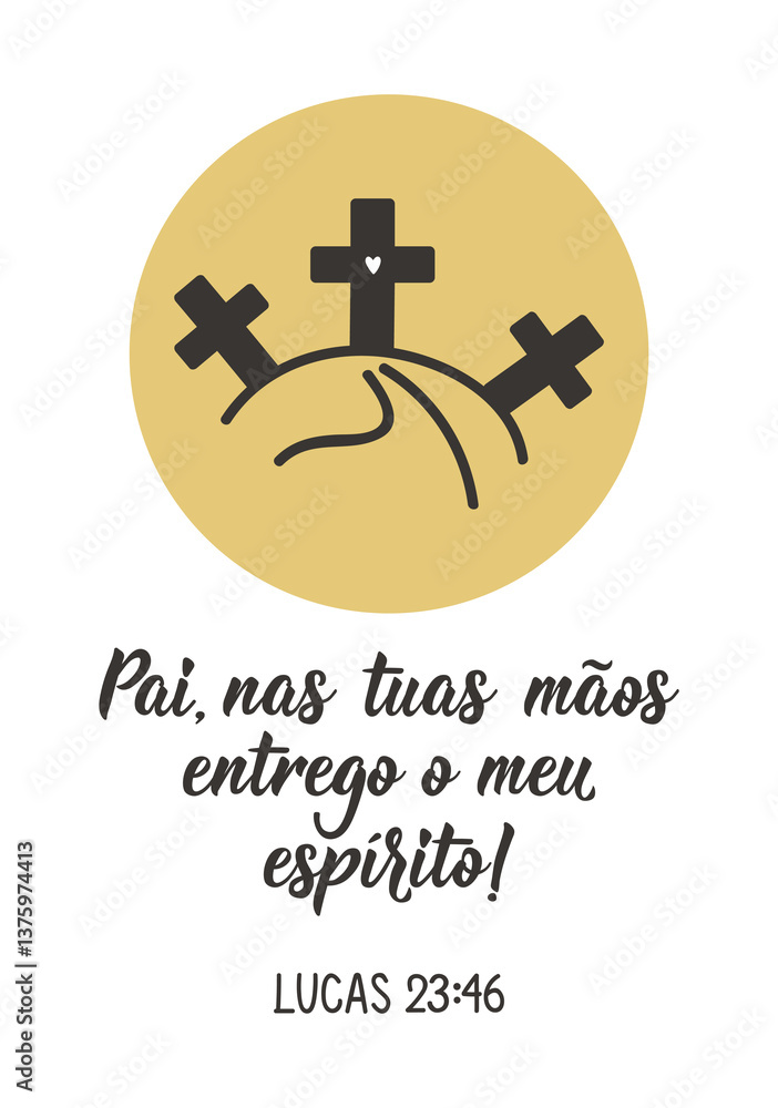 Translation from Portuguese - Father, into your hands I commit my spirit. Luke 23:46. Perfect design for greeting cards, posters and social media. Brazilian Lettering. Translation from Portuguese - Father, into your hands I commit my spirit. Luke 23:46. Perfect design for greeting cards, posters and social media. Brazilian Lettering.