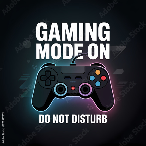 Immersive Gaming Setup with Neon-Lit Controller & 'Do Not Disturb' Message, Ready for Esports or Casual Play Sessions