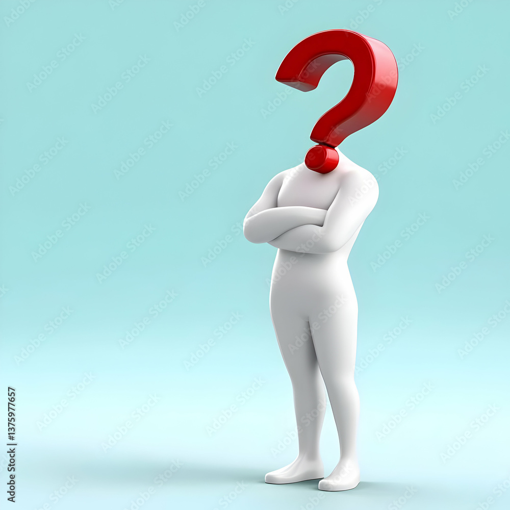 A minimalist figure with a question mark for a head, symbolizing curiosity and uncertainty in modern life. A minimalist figure with a question mark for a head, symbolizing curiosity and uncertainty in modern life.