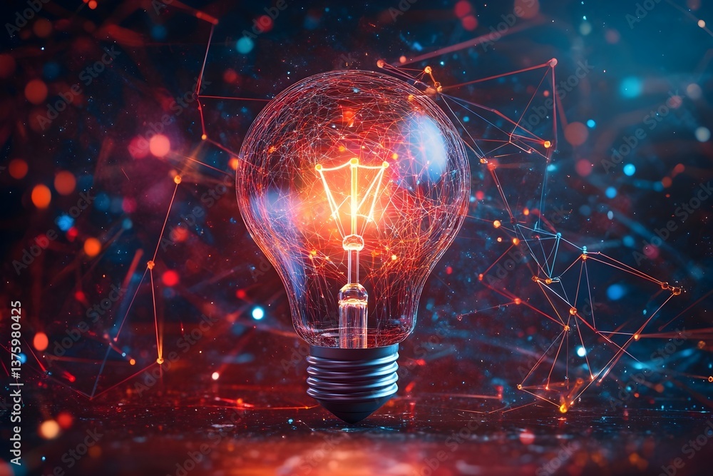 A ight bulb surrounded by glowing lines and dots, symbolizing innovation in digital marketing. A ight bulb surrounded by glowing lines and dots, symbolizing innovation in digital marketing.