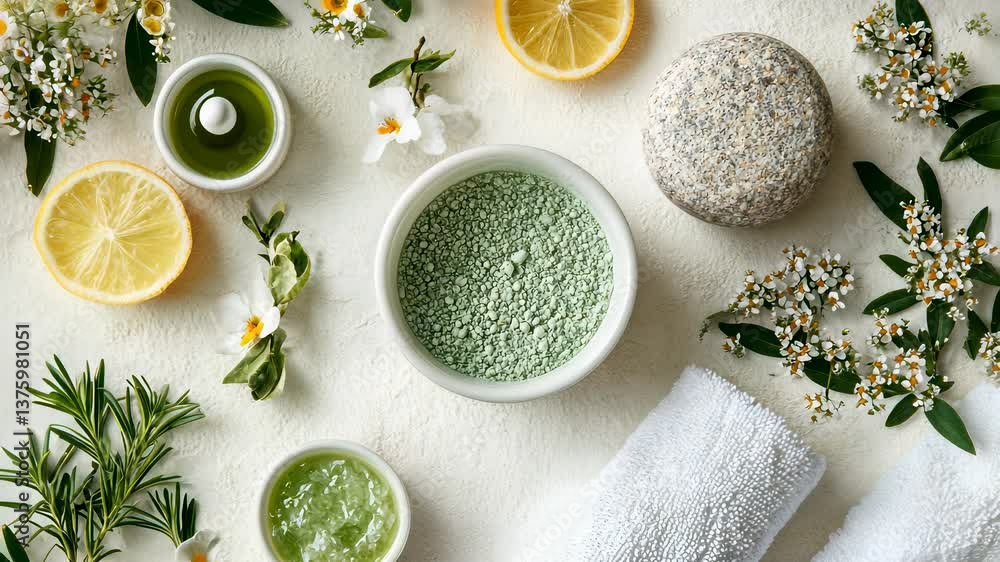 Natural skincare ingredients arranged beautifully on a table with fresh herbs and fruits showcasing a holistic health approach Natural skincare ingredients arranged beautifully on a table with fresh herbs and fruits showcasing a holistic health approach