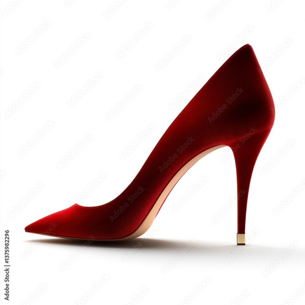 Obraz premium Elegant Red Velvet High Heel Shoe for Fashion and Style