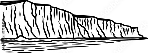 majestic cliff landscape illustration dramatic coastal rock formation by ocean waves