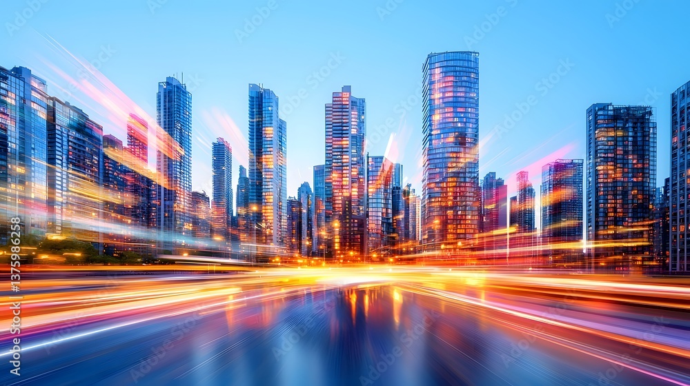 Urban skyline at dusk dynamic city lights and motion capture modern metropolis photography vibrant atmosphere Urban skyline at dusk dynamic city lights and motion capture modern metropolis photography vibrant atmosphere