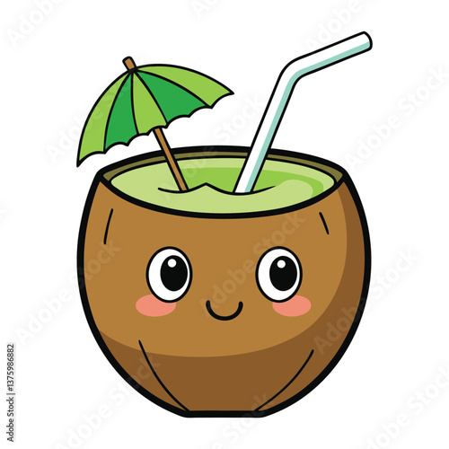 cartoon coconut drink