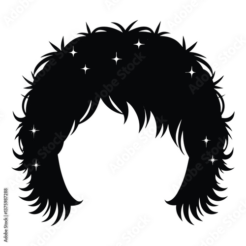 hair tinsel silhouette vector.