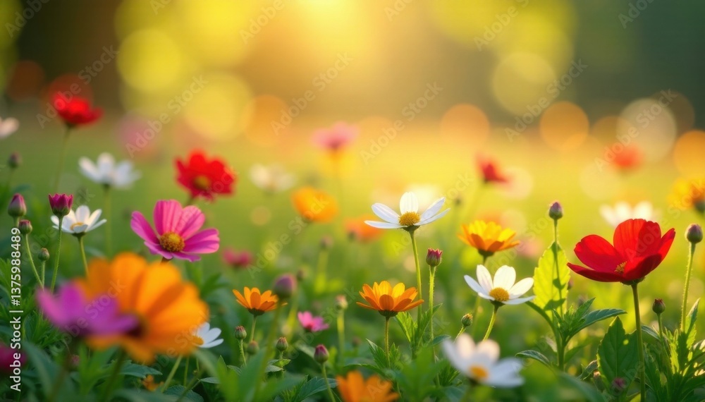 Blooming wildflowers in a meadow on a warm sunny day, natural, wildflowers, sunflower field Blooming wildflowers in a meadow on a warm sunny day, natural, wildflowers, sunflower field