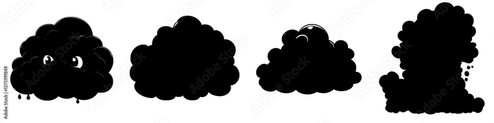 Dark clouds gather in a whimsical animation style reflecting a playful mood at twilight Dark clouds gather in a whimsical animation style reflecting a playful mood at twilight