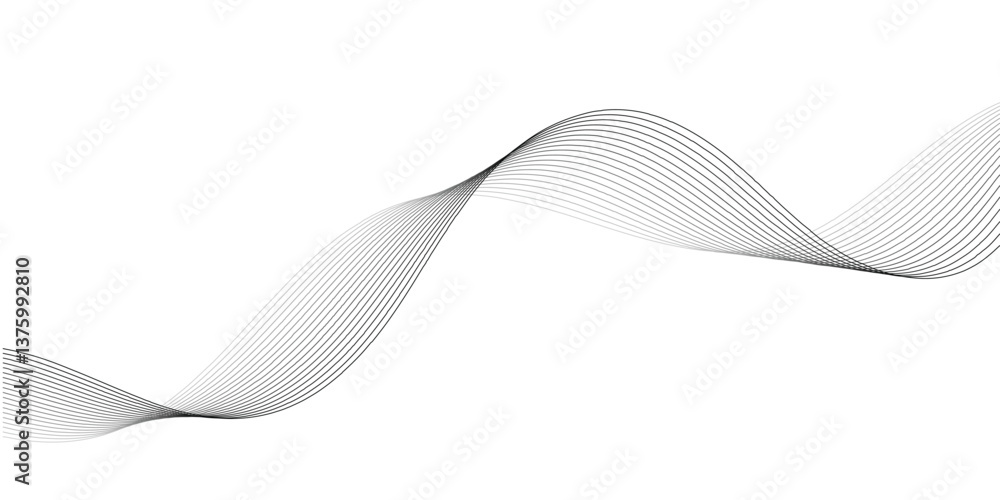 Fototapeta premium Gray wave curve lines abstract background with flowing particles abstract Curved wavy lines tech futuristic motion background technology line stripe isolated science digital flowing black line 