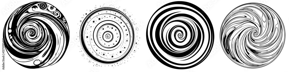 Abstract black and white swirl patterns create engaging visual designs for various artistic applications Abstract black and white swirl patterns create engaging visual designs for various artistic applications