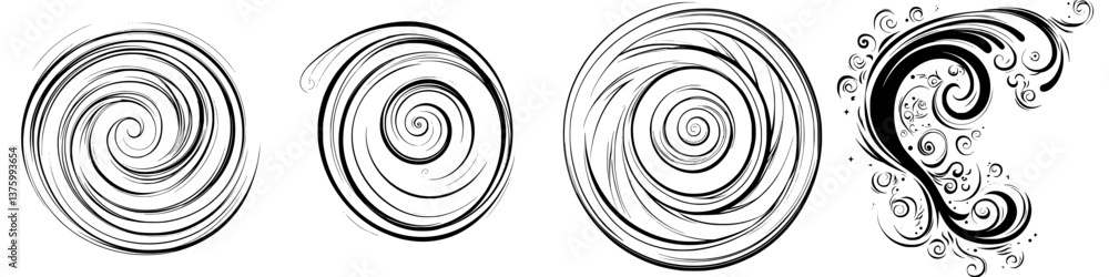 Artistic depiction of swirling patterns with dynamic shapes and textures created in black and white Artistic depiction of swirling patterns with dynamic shapes and textures created in black and white