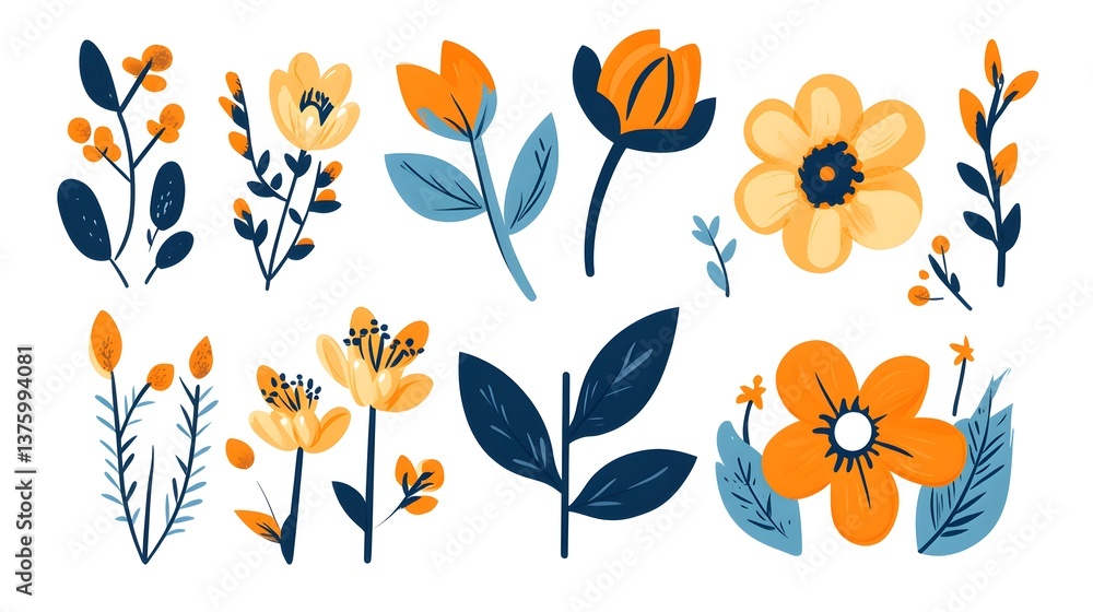 Professional Floral Design Elements Set for Creative Projects and Designs