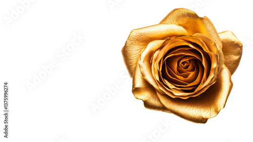 Fototapeta Naklejka Na Ścianę i Meble -  Gold rose flower, petals, blooming, luxury, beauty, metallic, rich, cut out transparent