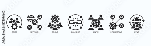 Fotografie Connecting Teams Icon Set Isolated Vector Illustration Concept With Icon Of Team