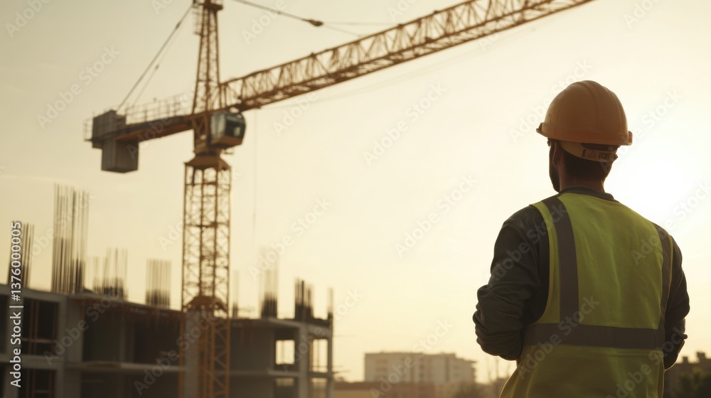 A construction worker operating a crane at a job site. Featuring strength and coordination A construction worker operating a crane at a job site. Featuring strength and coordination