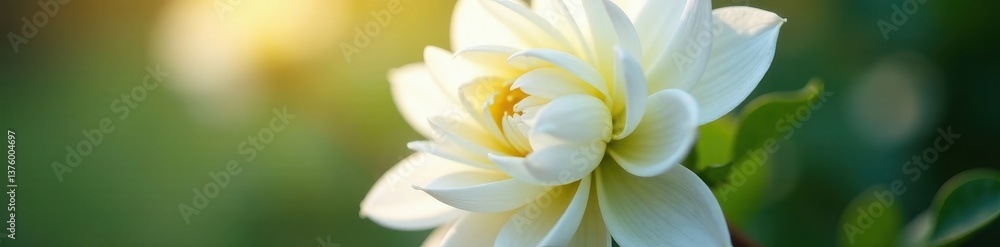 Fototapeta premium Magnificent white dahlia, intricate details, soft light , vibrant, flower, summer