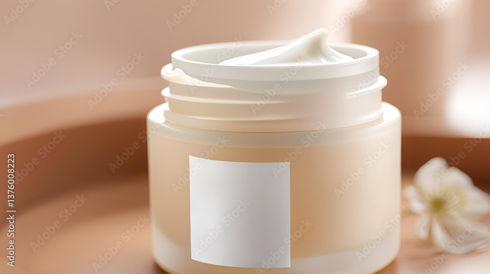 Moisturizing Cream Face Mockup with blank label, skincare mockup Moisturizing Cream Face Mockup with blank label, skincare mockup