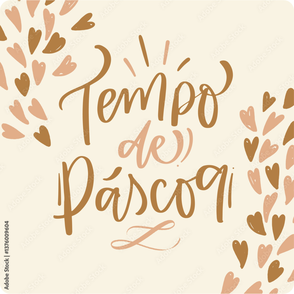 Fototapeta premium tempo de páscoa. easter time in brazilian portuguese. Modern hand Lettering. vector. 