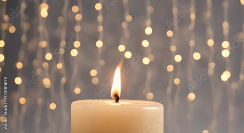 A close-up UHD time-lapse of a single elegant candle burning down over several hours. The wax slowly melts and drips down the sides, forming intricate patterns.
