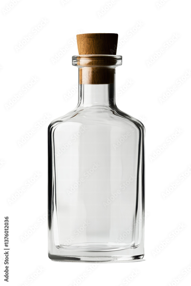 Isolated Square Glass Bottle with Cork Isolated Square Glass Bottle with Cork