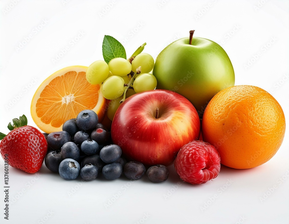 Assorted fruits on isolated background Assorted fruits on isolated background