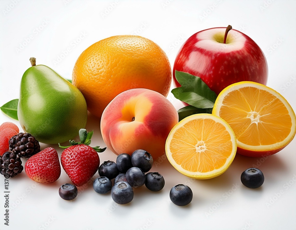 Assorted fruits on isolated background Assorted fruits on isolated background