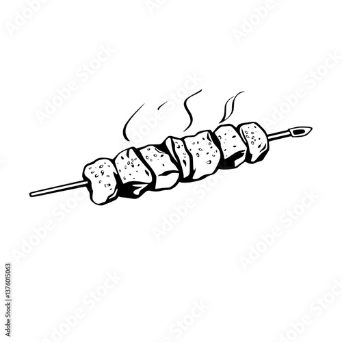 Grilled Meat Skewer Delicious Food Illustration