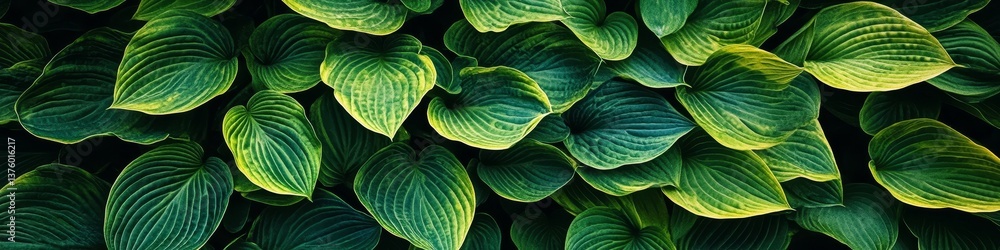 Obraz premium Lush Green Foliage Hostas, A Natural Background For Garden Design Gardening Concepts