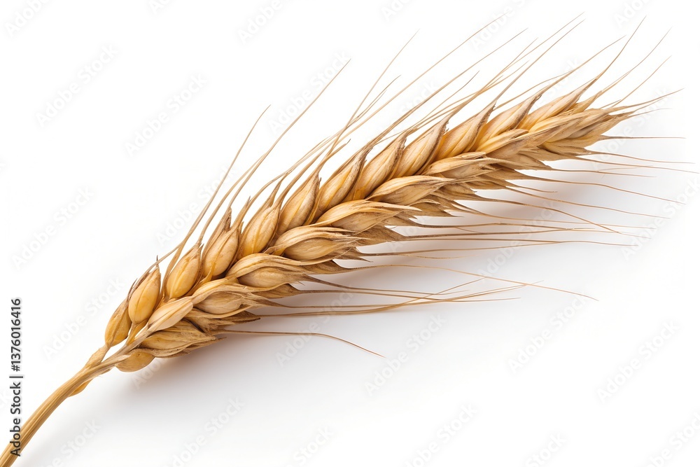 ripe ear wheat grains on white background ripe ear wheat grains on white background