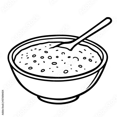 A Bowl of Creamy Oatmeal with a Spoon Ready to Eat