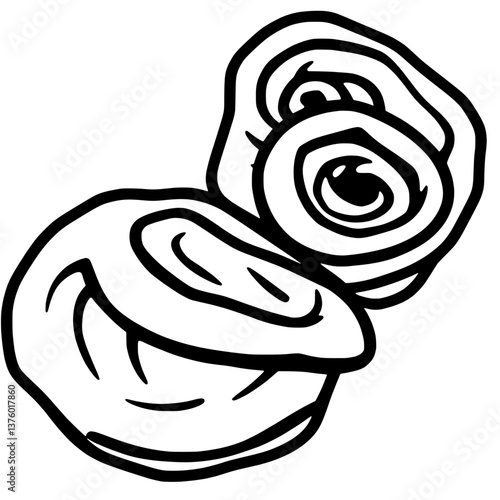 Cartoon Illustration Of Two Rolled Pastry Sweets