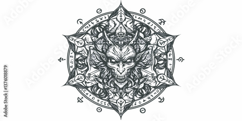 Sigil of Asmodeus, Occult Symbol Vector Illustration